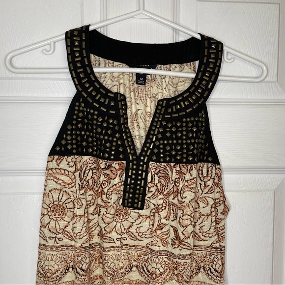 Lucky Brand Floral Studded Boho sleeveless top Medium - Picture 2 of 8